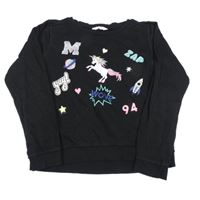 Černá mikina s obrázky H&M