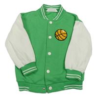 Zeleno-bílá baseballová mikina s míčem H&M