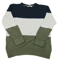 Tmavomodro-šedo-khaki svetr C&A