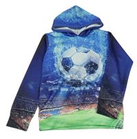 Modro-fialová sportovní mikina s míčem a kapucí