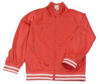 Tmavorůžová sportovní propínací mikina s proužky 