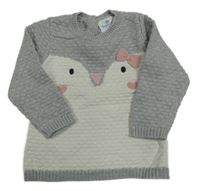 Šedo-bílý svetr s tučňákem Topomini