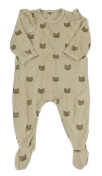 Béžový sametový overal s kočkami