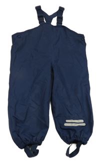 Tmavomodré šusťákové podšité laclové kalhoty s proužkem 