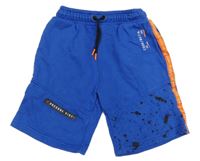 Modré teplákové kraťasy s potiskem a proužkem George