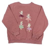 Růžová mikina s králíky-baletkami H&M