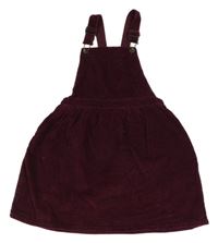 Vínové manšestrové laclové šaty H&M