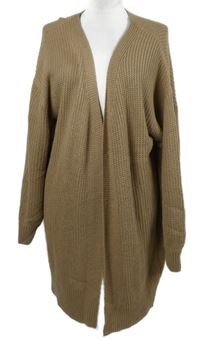 Dámský béžový vzorovaný svetrový dlouhý cardigán Shein