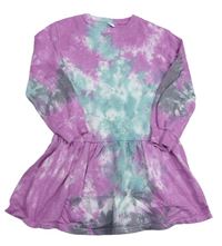 Růžovo-mátové batikované teplákové šaty Next