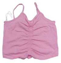 Růžový crop top s nařasením zn. Select