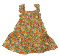 Oranžovo-zelené květované šaty Primark