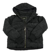 Černá šusťáková zimní bunda s kapucí River Island