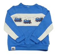 Modro-bílá mikina s lokomotivami M&S