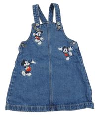 Modré riflové laclové šaty s Mickeym Disney