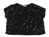 Černé flitrové crop tričko E-Vie