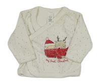 Bílé puntíkaté sametové zavinovací triko se Santou C&A