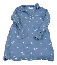 Modré košilové šaty riflového vzhledu s jednorožci H&M