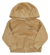 Béžová plyšová mikina s nápisem a kapucí C&A