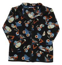 Černá fleecová propínací mikina s náklaďáky 