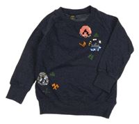 Tmavomodrá melírovaná mikina s flitry Kiki&Koko