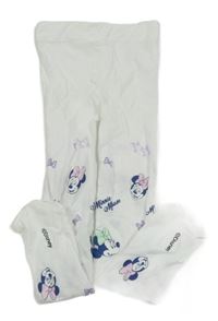 Bílé silonky s Minnie Disney