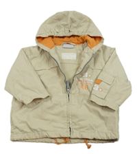 Béžová plátěná jarní bunda s nápisem a kapucí Impidimpi