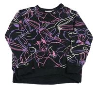 Černo-fialovo-růžová vzorovaná mikina Looney Tunes