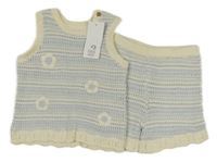 Nové - 2set - Modro-smetanová pruhovaná pletená vesta + kraťasy F&F