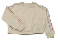 Béžová crop mikina s pruhy na rukávech M&S