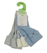 Nové - 3x froté ponožky - modré + pruhované + světlemodré Primark