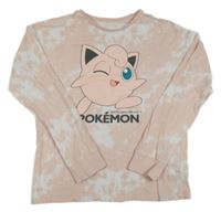 Světlerůžovo-bílé batikované pyžamové triko - Pokémon