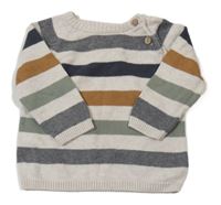Béžovo-hnědo-šedý pruhovaný svetr H&M