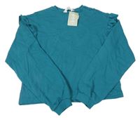 Nové - Smaragdová mikina s volánky H&M