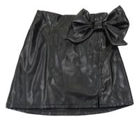 Černá koženková sukně s mašlí Shein
