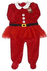 Červený sametový overal s tylovou sukní - Santa Next
