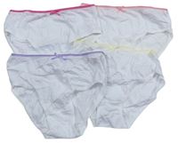 4x - Bílé kalhotky s barevným pasem F&F