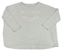 Šedé melírované oversize triko s nápisem H&M