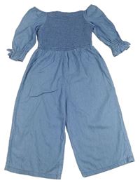 Modrý kalhotový žabičkový culottes overal M&S