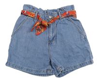 Modré riflové kraťasy s páskem Denim Co.