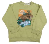 Olivová mikina s dinosaurem zn. H&M