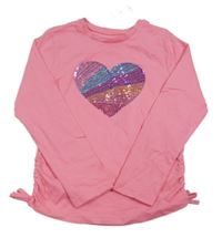 Nové - Růžové triko se srdíčkem z flitrů Nutmeg