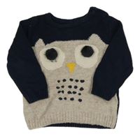 Tmavomodrý vlněný svetr se sovou M&S