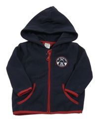 Tmavomodro-červená fleecová propínací mikina s horou a kapucí Pocopiano