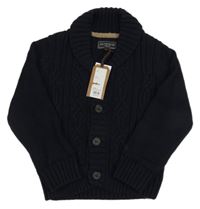 Nové - Tmavomodrý vzorovaný propínací svetr Howick