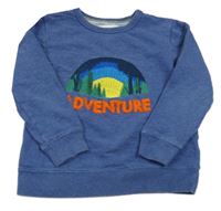 Modrá mikina s výšivkou a nápisem Mini Boden 