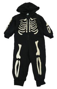 Černá tepláková kombinéza s kostrou a kapucí TU 