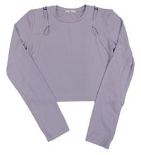 Levandulové žebrované crop triko s průřezy Matalan