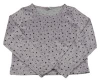 Šedo-růžové melírované crop triko s hvězdičkami Yigga