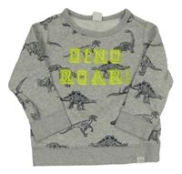 Šedá melírovaná mikina s dinosaury GAP