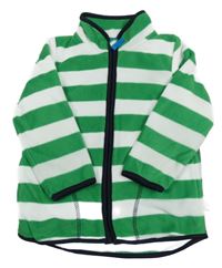 Zeleno-bílá pruhovaná fleecová propínací mikina Liegelind
